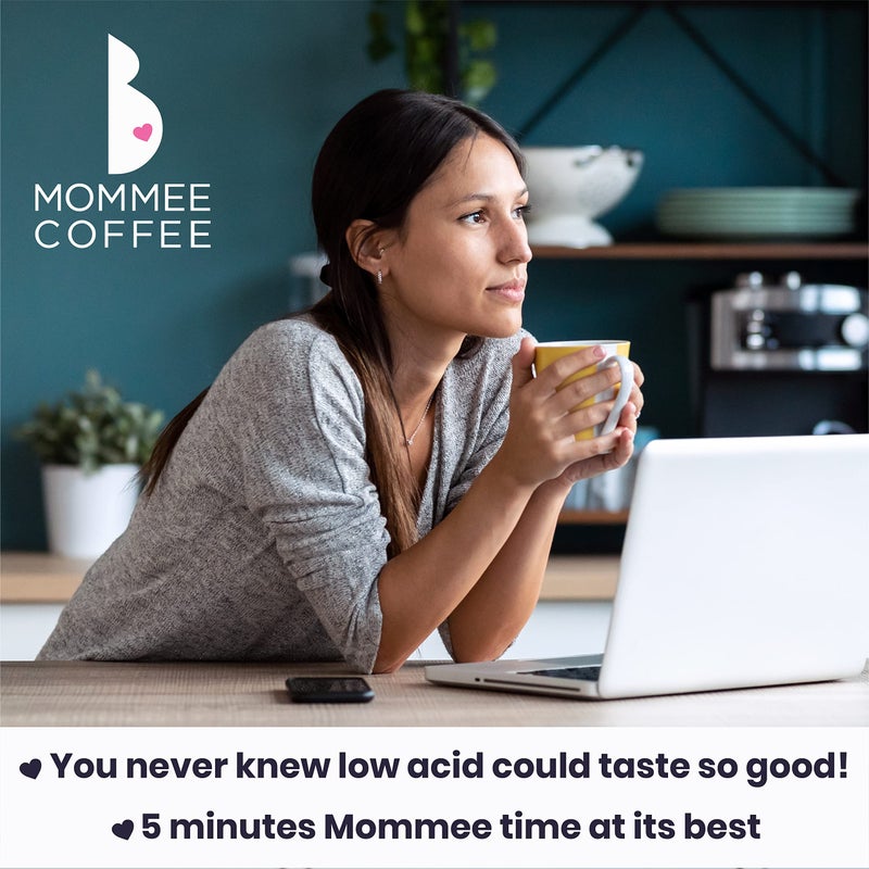 Mommee Coffee Quarter Caf Ground Low Acid Coffee - 100% Arabica Organic Coffee Beans with Smooth Caramel Flavor - Medium Grind for Drip, Reusable One Cup Filters - 11 oz - Image 3